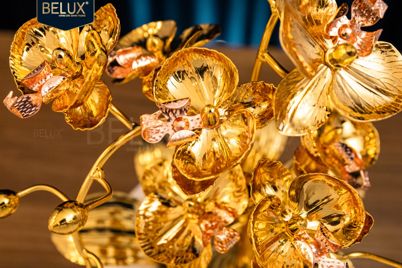 Chậu Lan Bạch Phú Quý mạ vàng 24k cao 30cm